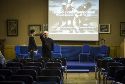 Liv O'Donoghue and Prof. Gerry Kearns waiting for the day to start (Photo Ste Murray)